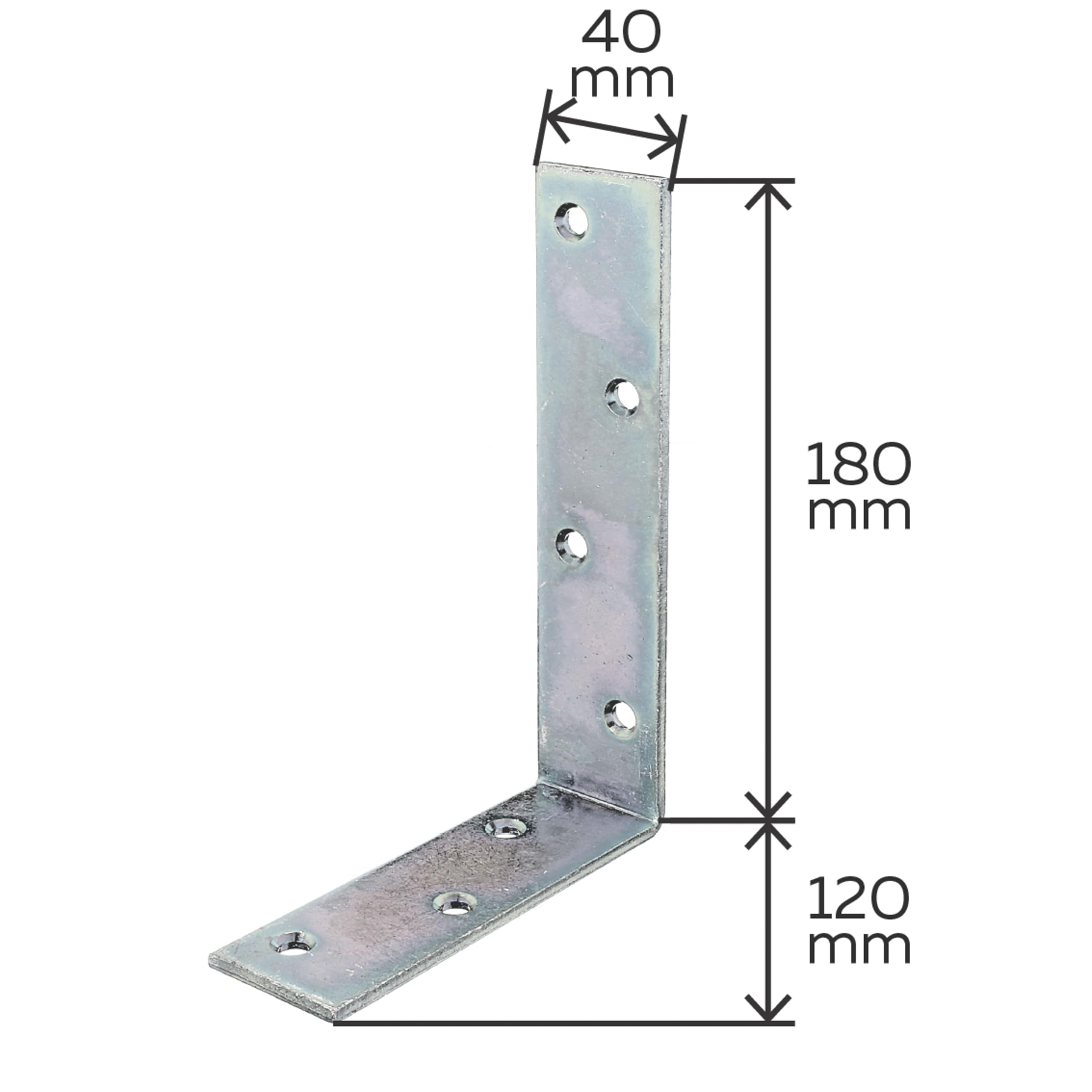 Alberts 848002 Équerre de poutre | électro-galvanisé, passivé à couche épaisse | 120 x 180 x 40 mm | kit de 20