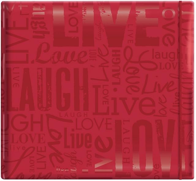 MCS 848115 848115 MBI by Embossed Live, Laugh, Love Gloss Expressions Top Load Scrapbook with 12-Inch by 12-Inch Pages, Red, Overall Measurements 12.5 X 13.2