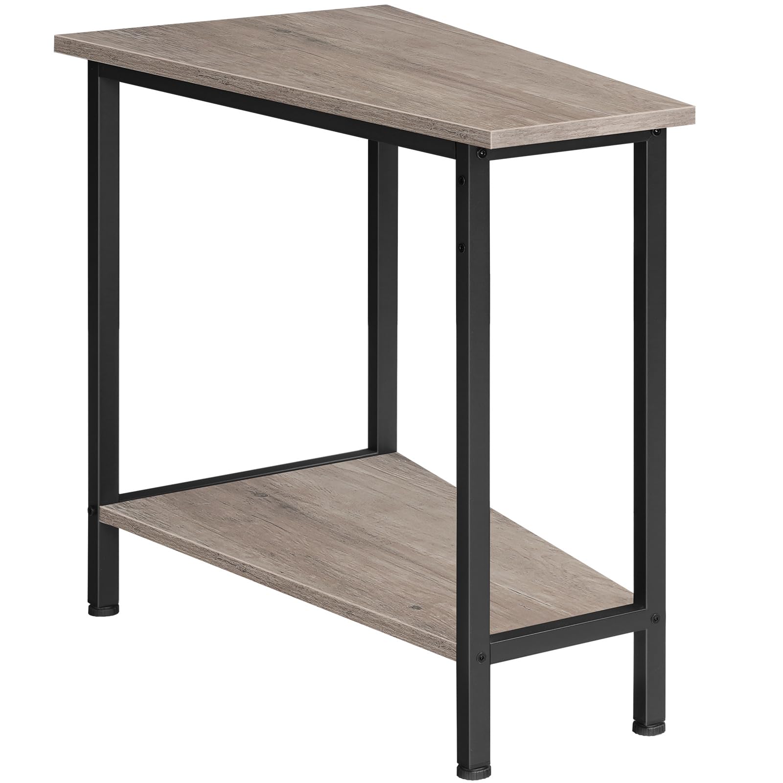 HOOBRO Wedge End Table, Recliner Wedge Side Table with Storage, Industrial Triangle Accent Table for Small Space, Corner, Living Room, Apartment, Greige BG64BZ01G1