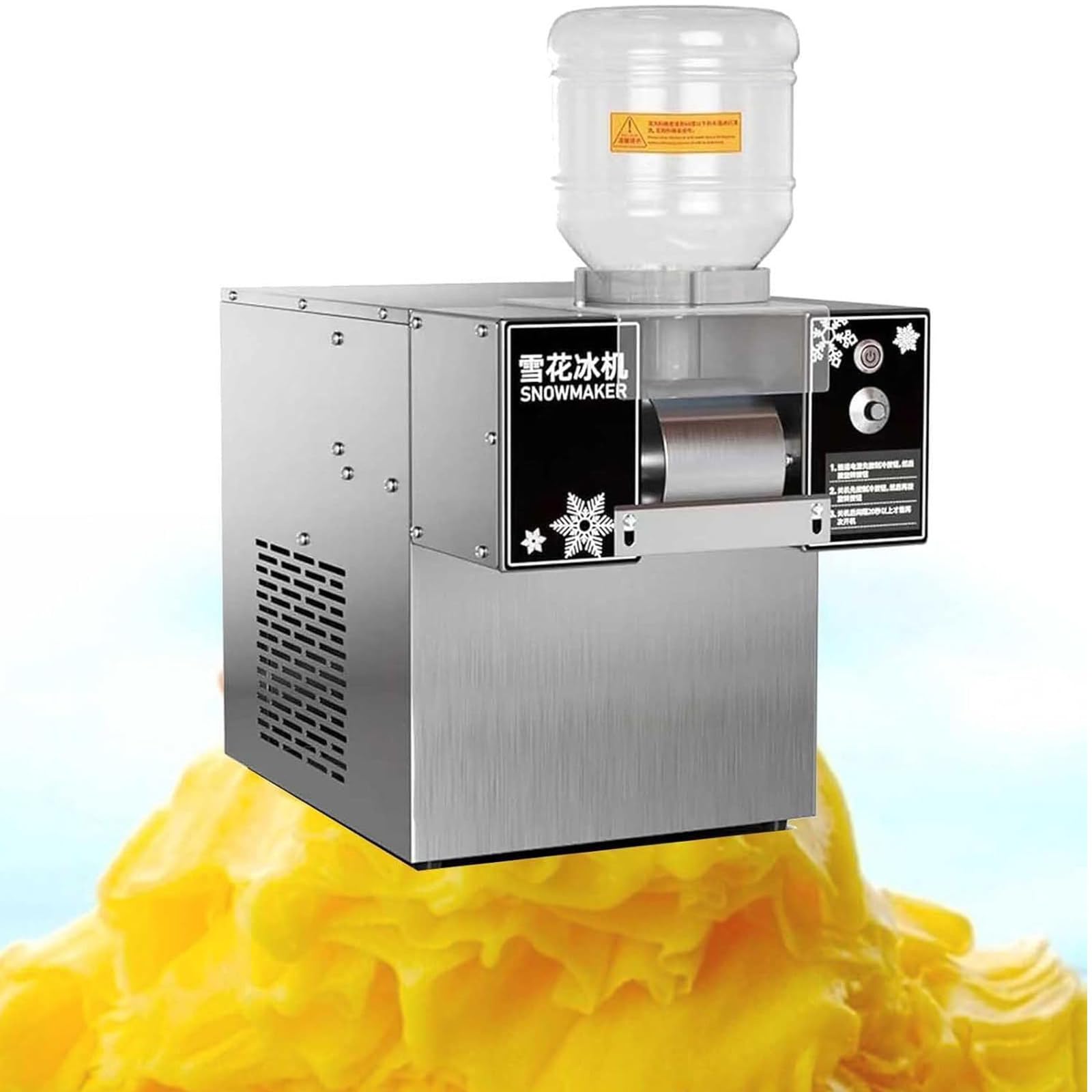 Máquina de Hielo en Forma de Copos de Nieve Máquina para Raspar Hielo Acero Inoxidable Sis Tema Enfriamiento por Líquido para Rápida Disipación Calor para Panaderías,Cafeterías,A-360W