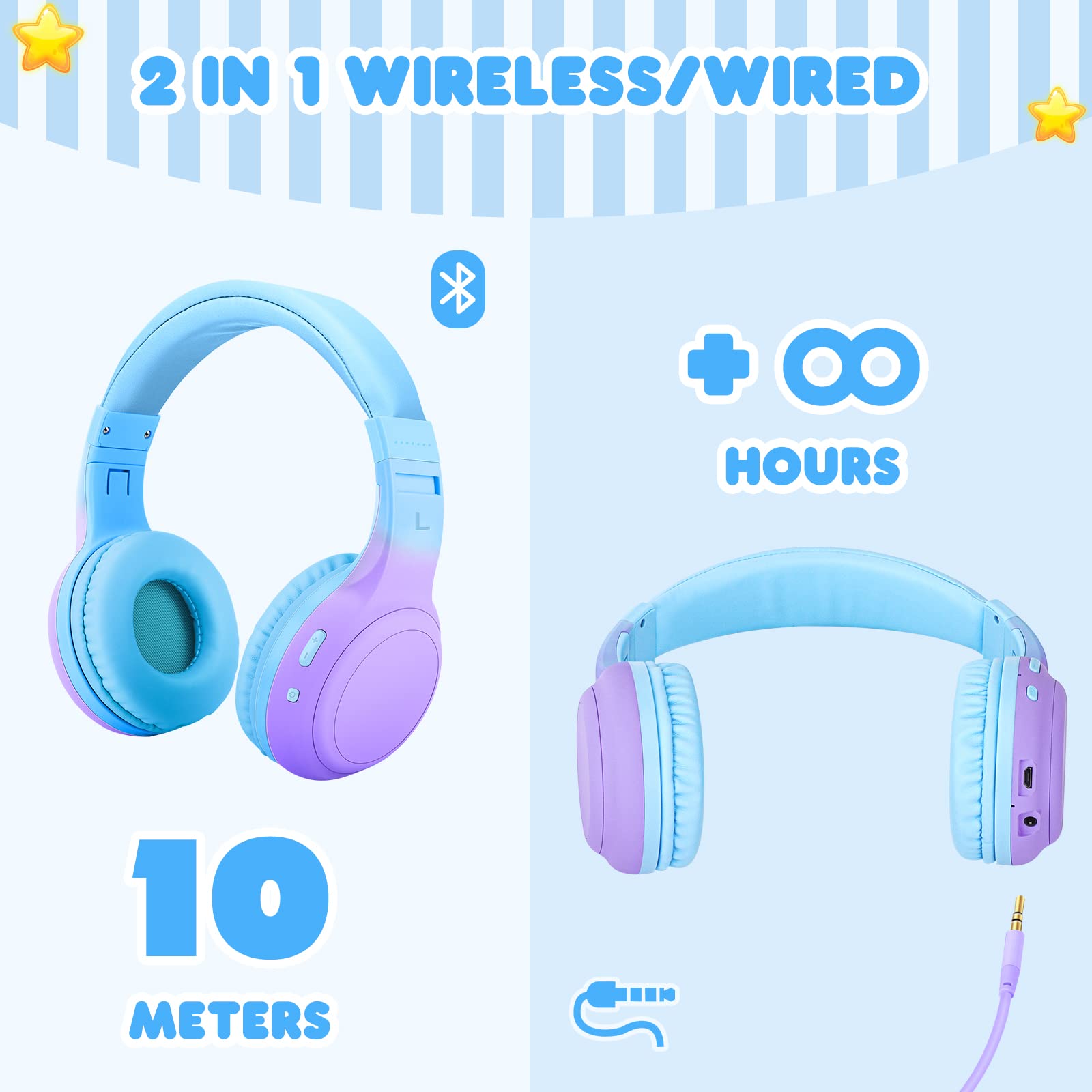 JYPS Kinderhoofdtelefoon, schattig metallic, 85/94dB volume beperkt