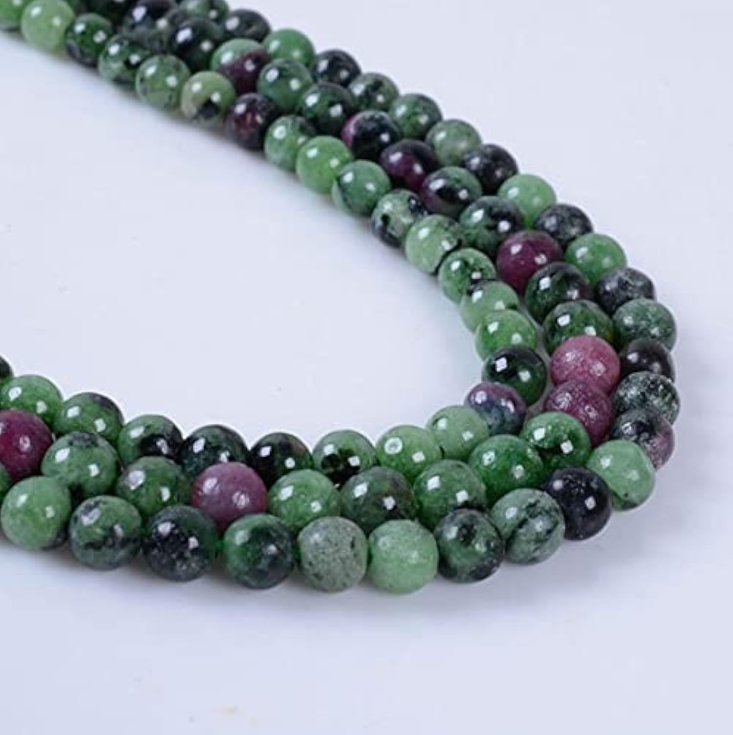 Perles en rubis zoïsite verte 4mm LKBEADS pierres naturelles rondes vrac 16"