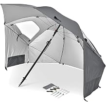 Sport-Brella Premiere UPF 50+ Umbrella Shelter Sun and Rain Protection 8 Feet, Grey