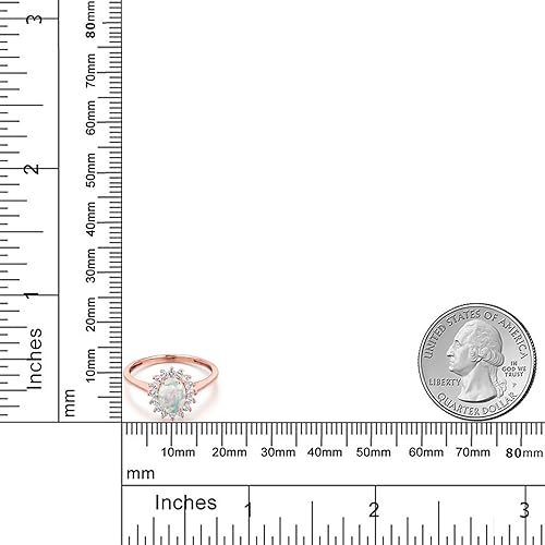 Vista 6 de Gem Stone King Anillo de compromiso ovalado de oro rosa de 10 quilates con piedra natal de 0.276 x 0.197 in y zafiro blanco creado para mujer