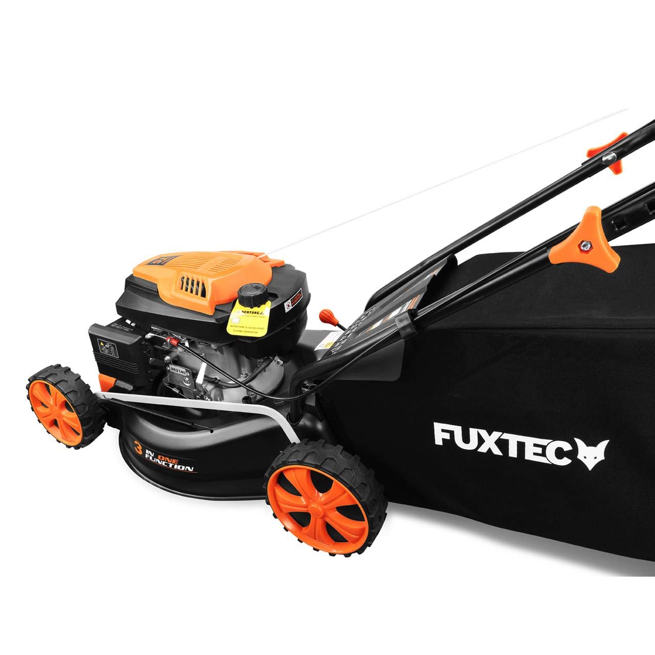 Kosiarka spalinowa FUXTEC 3w1 FX-RM4646ECO, 3,5 KM / 2,6 kW, szer. koszenia 46 cm, 7 poziomów (25–75 mm), 4-suwowa, kosz 50 l, mulczowanie i zlacze czyszczace