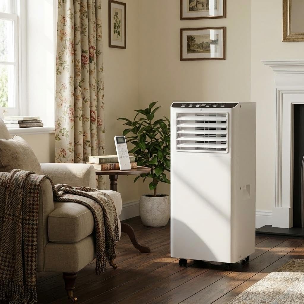 Garveemore White 7000 Btu Portable Air Conditioner, 3-In-1 Small Air Conditioning Unit, Built-In Dehumidifier, Cools 28M², Energy Class A, 51Db Quiet Mobile Ac With Window Kit & Remote
