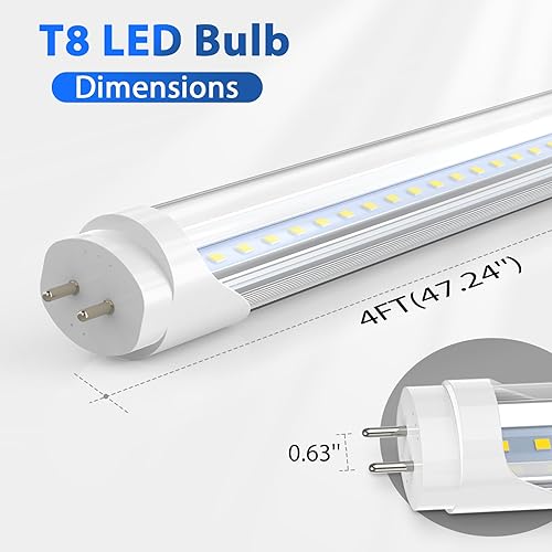 Miniatura 3 de CNSUNWAY - Tubo de luces LED de 4 pies (paquete de 10)  18 W, 2400 lm 6000 K luz diurna, tipo A+B Plug & PlayBallast Bypass, alimentación de extremo