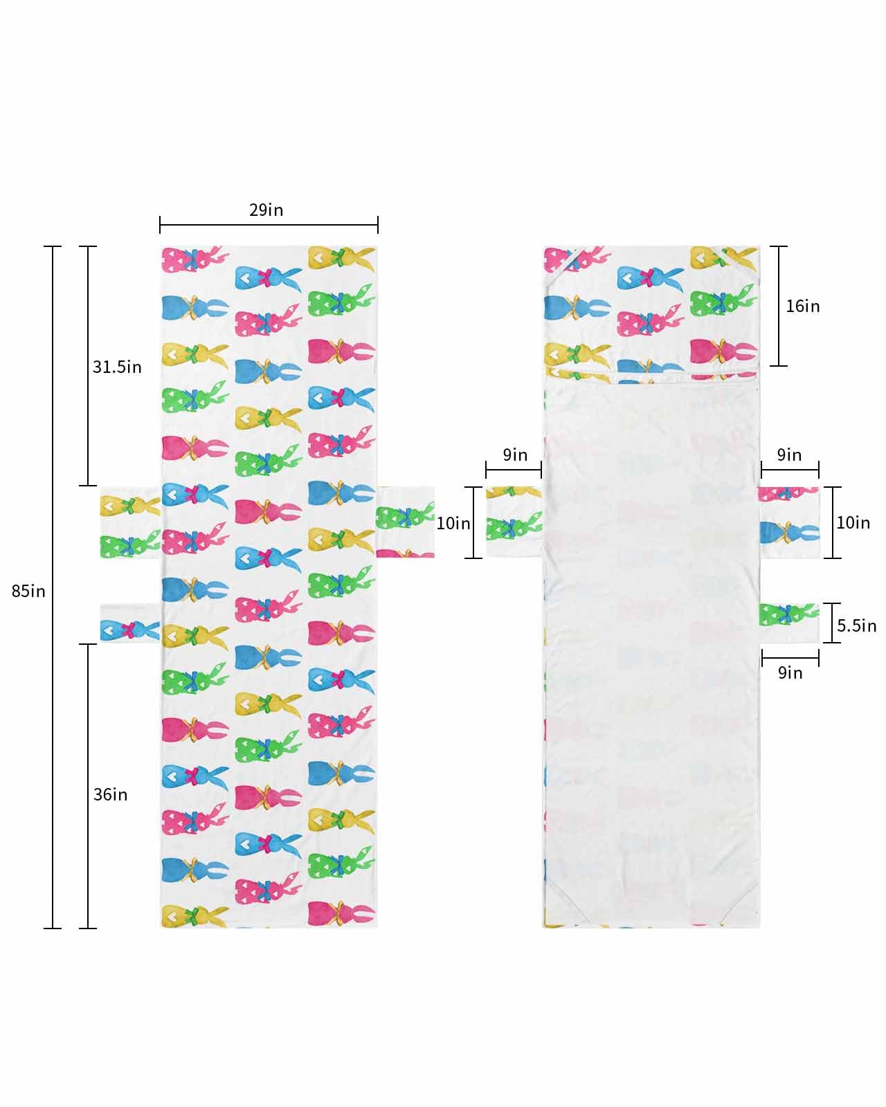 Colorful Bunny Easter Beach Lounge Chair Towel Cover, Soft Chaise Lounge Towel with Side Pockets Patio Pool Chairs Cover for Beach/Pool Sunbathing 29x85 Spring Pink Blue Yellow Green