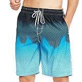 Herren Badehose Quick Dry Beach Board Shorts Kordelzug Badehose mit Taschen, blau, S 7-9