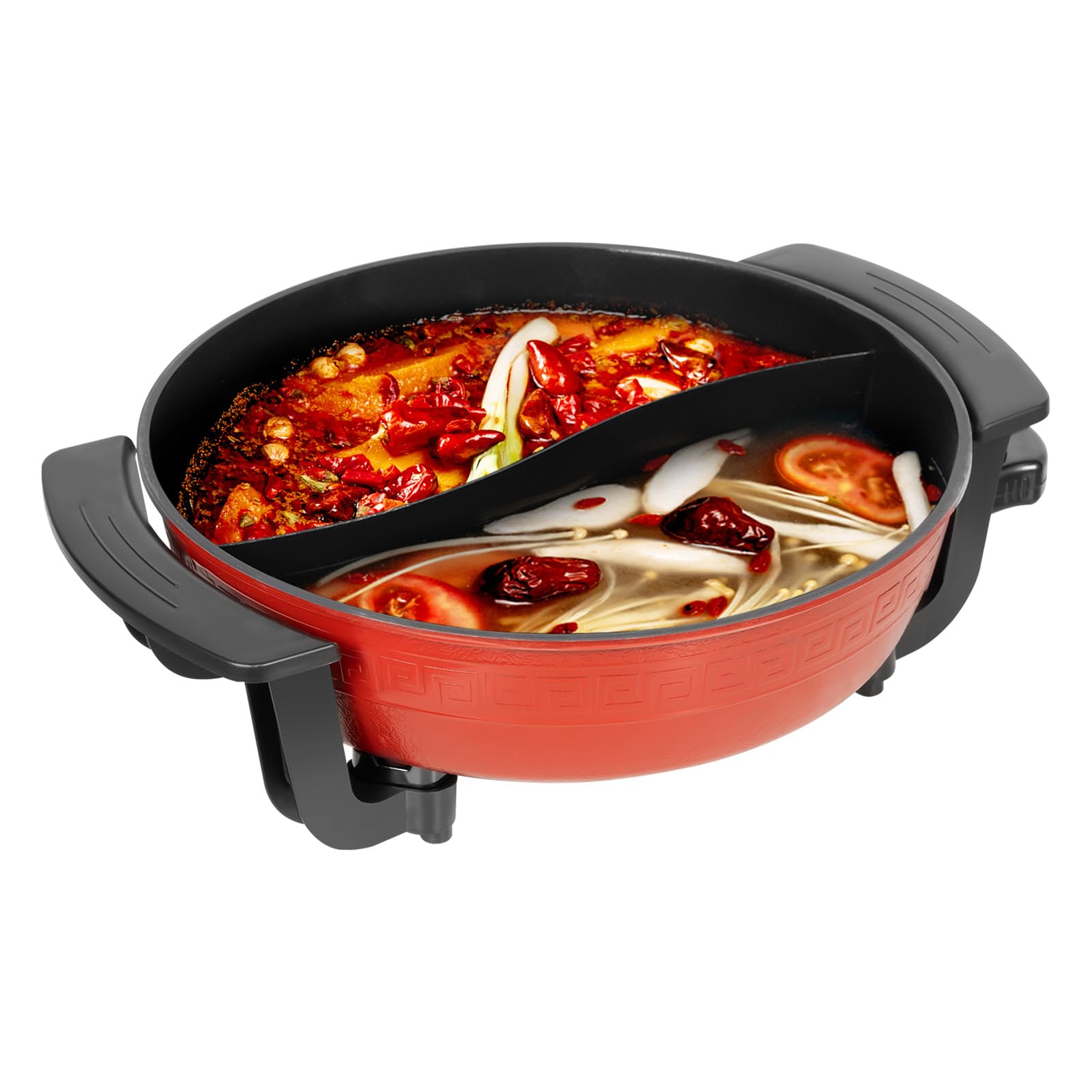 Olla caliente eléctrica de 6 litros, actualizada, olla caliente separable de doble cara, 1360 W, olla caliente eléctrica, fondue para 6 personas, con tapa, fondue, termostato ajustable, olla caliente