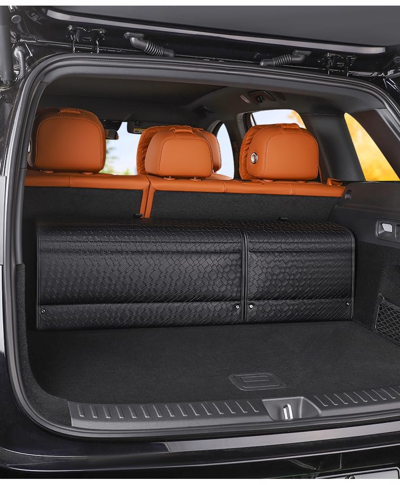 Organizador de maletero, caja con tapa, espacio de almacenamiento para el coche, plegable, tapa magnética, impermeable, apto para turismos, SUV y camiones, negro