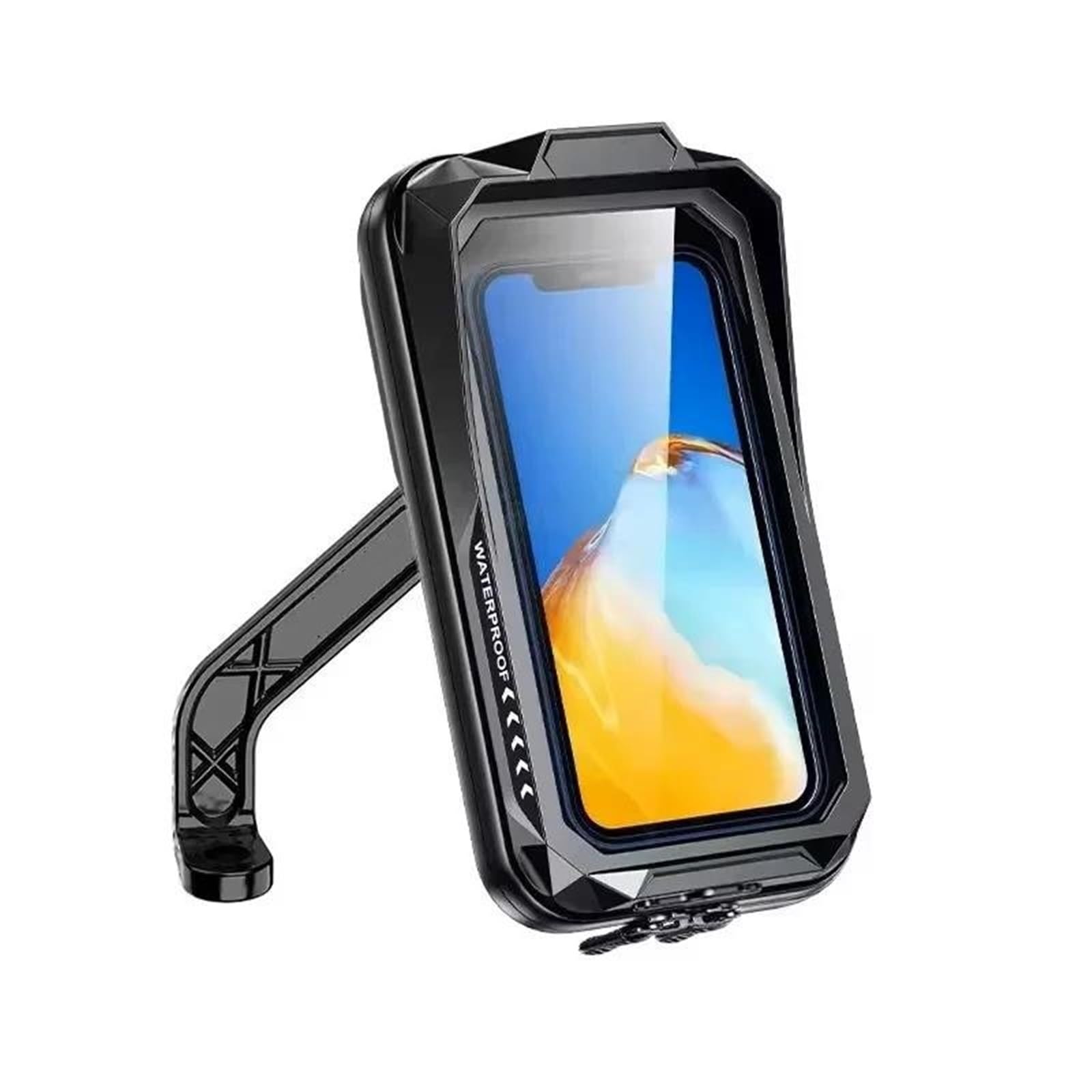Soporte De Teléfono Moto Impermeable Porta Bicicleta 360° Universal Bolsa Anti-Temblor Pantalla Táctil Visera para 4.7"-7.0"(Rearview Mirror)
