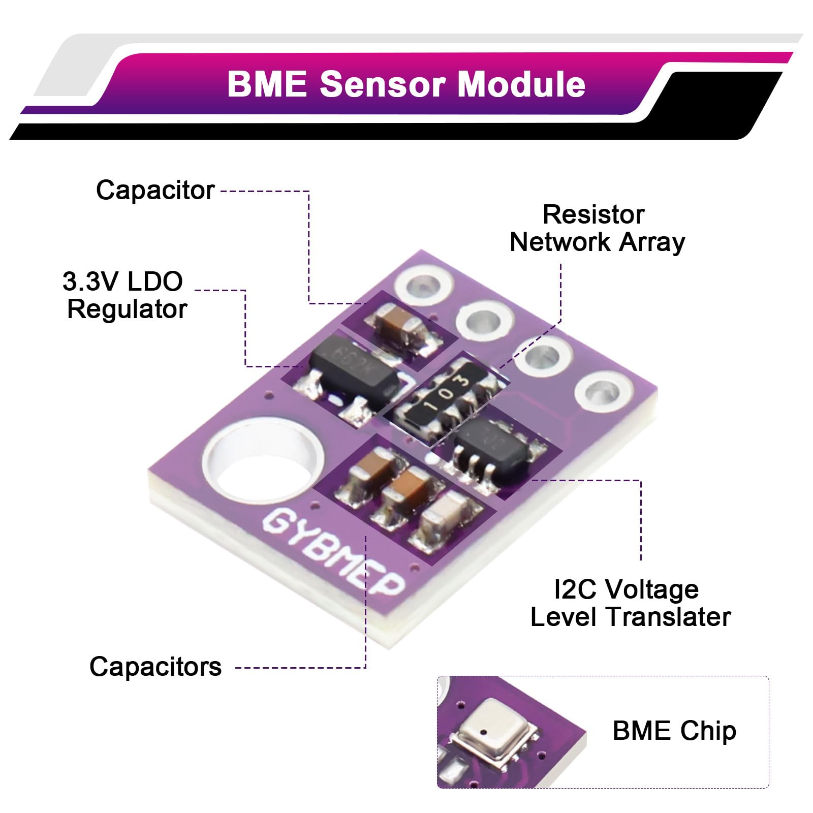 BME-280 Barometrischer Sensor für Temperatur, Luftfeuchtigkeit und Luftdruck,BME Feuchtigkeitssensor 5V Modul IIC I2C Kompatibel mit Arduino und Ras-pberry Pi（3 Stück）
