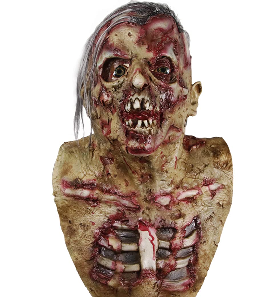 Halloween Costume Mask, Walking Creepy Dead Man Costume Full Head Scary Masks Realistic Latex Mask for Adults (A)