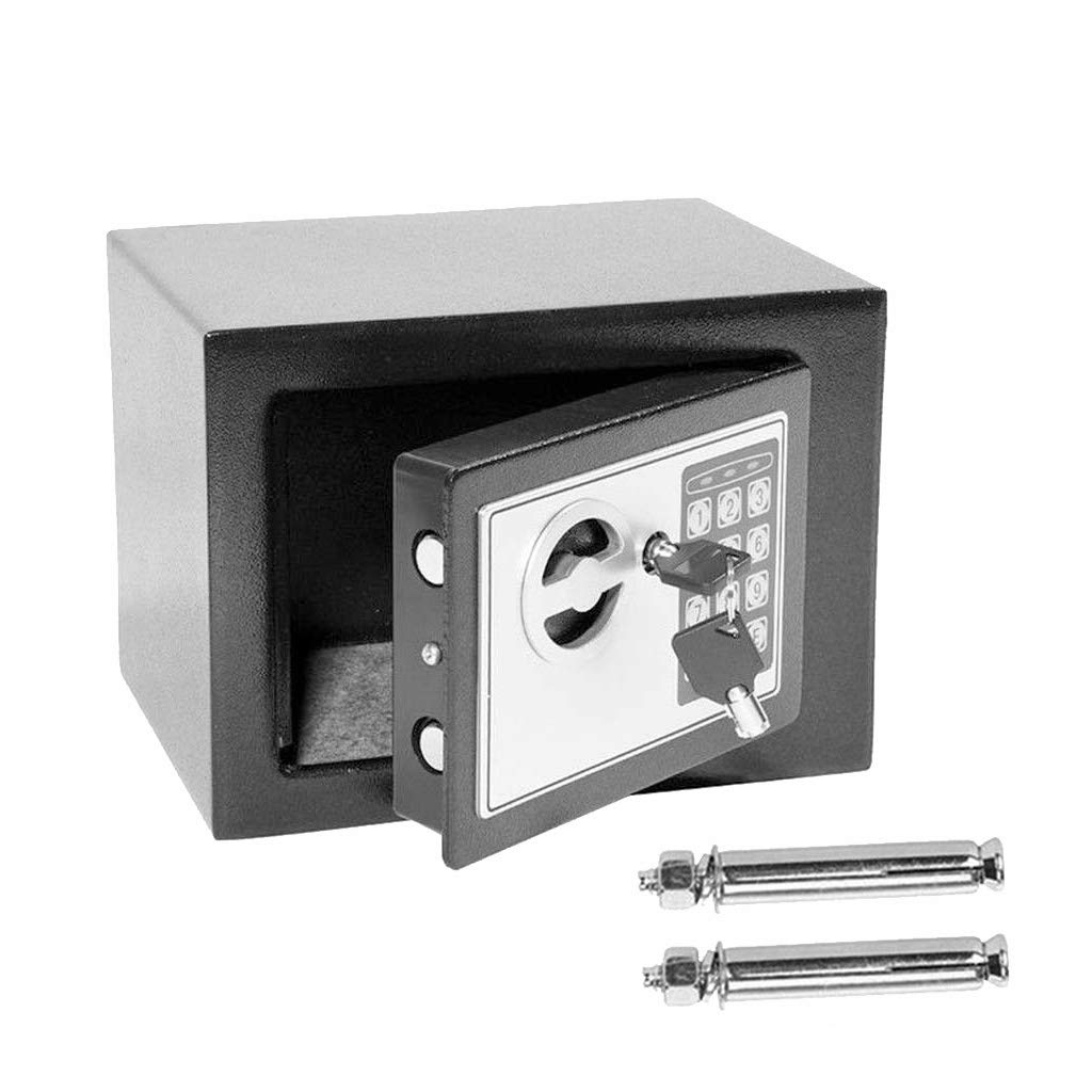 4.6L Digital Steel Safety Box Safe Electronic Security Coffer Safety Deposit Box 2 Manual Override Keys-Protect Money with Keypad Idea for Home Office Cash Money Passports Grey