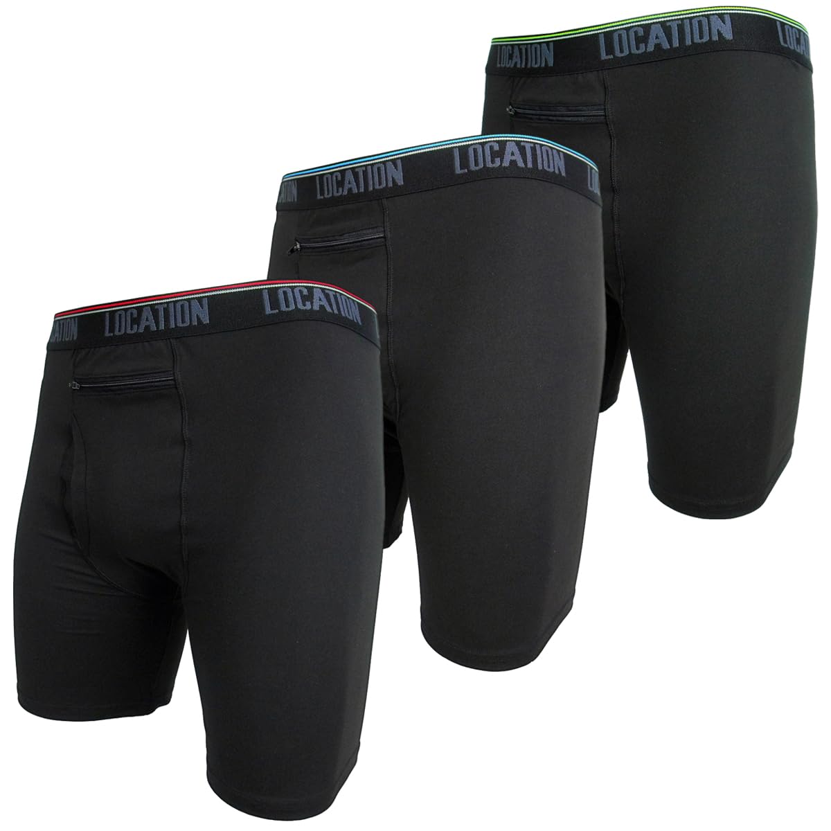 Mens Location Boxers 3 Pack Sports Longer Leg Trunks Boxer Shorts Adults Stash Pocket Underwear (Challenger 3, 3XL)