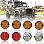 NSLUMO Defender Led Update Light Kit 8pcs 73mm Round Amber Indicatior Front Side Light Rear Tail Light for Land Rover Defender 90/110 with Flasher Colorful Lens Defender Light Assembly