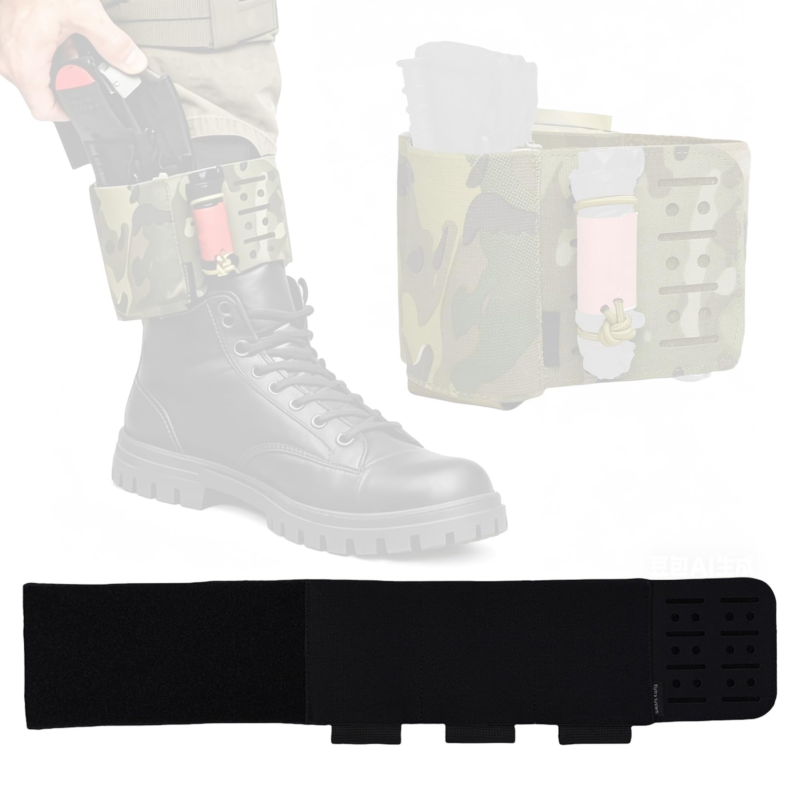 Hunting Tactical Hidden Discreet Ankle Carry IFAK Pouch Leg Hugging Securing Kits Lightweight for Airsoft Outdoor Sport Camping Travel Hiking(BK)