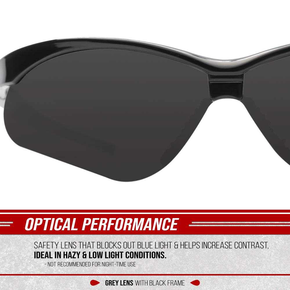 Glove Station Optic Max - Gafas de seguridad para hombres y mujeres, antivaho y resistentes a los arañazos, protección ocular para disparo, caza y construcción, marco flexible, 12 pares