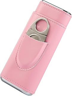 Cigar Travel Humidor Kit: The Leather Cigar Accessories with Cutter, Ashtray & Case Cedar-Lined for Optimal Freshness- Women's Gift Set for Home and Office (3 Pack Pink) - Buy now