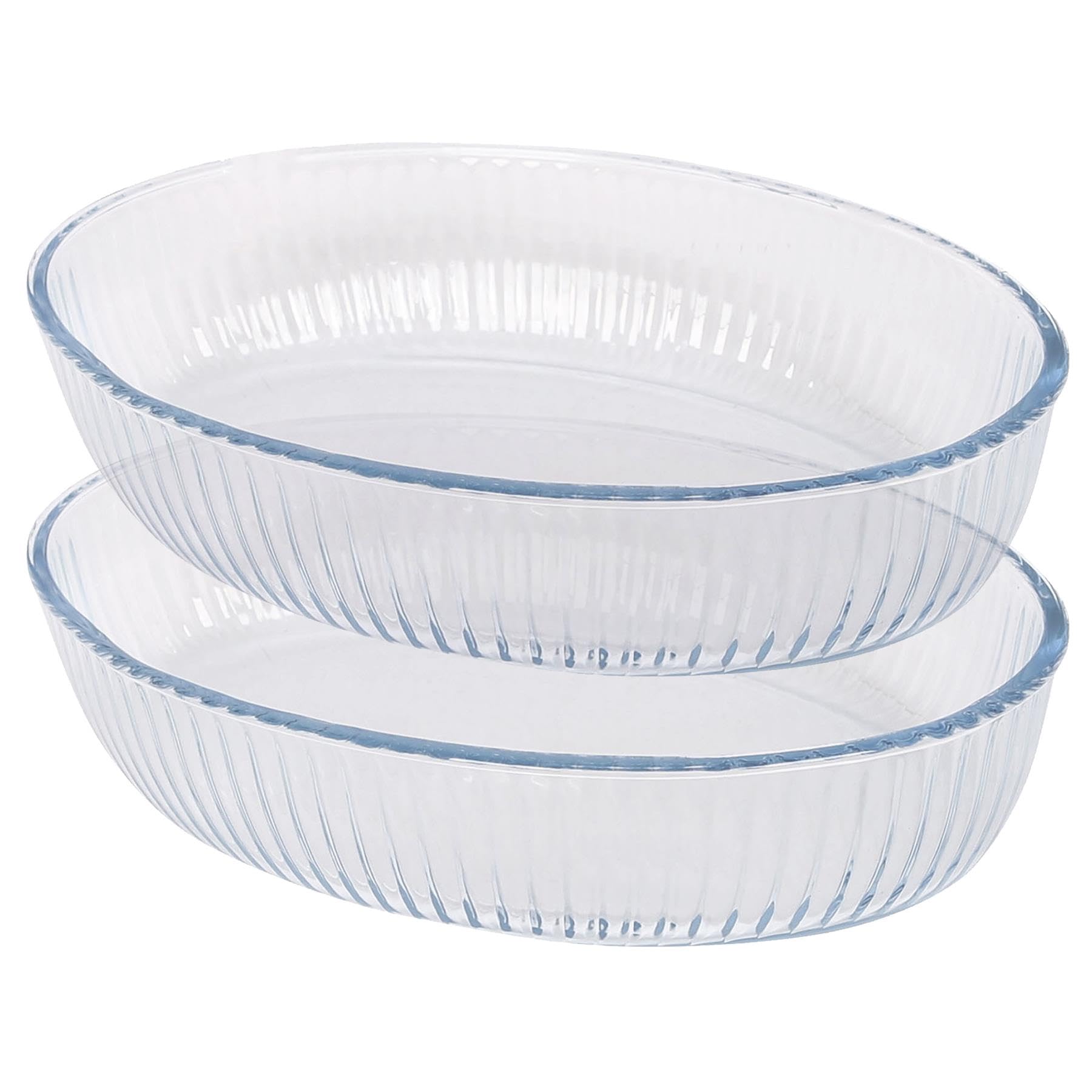 Argon Tableware Oval Glass Oven Dish Set - 2 Sizes - 2pc Deep Baking Casserole Lasagne Roasting Roaster Cooking Tray Bowl | Microwave Safe, Freezer Safe