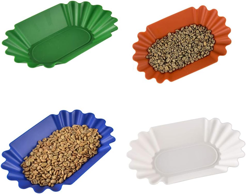 CAFEMASYCoffee Beans Cupping Weighing Sample Tray Reusable Plastic Plate for Scooping and Displaying Coffee Bean(4Pack - Mixed Color)