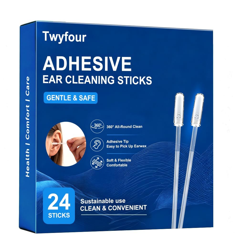 24Pcs Sticky Ear Cleaning Stick, Reusable Ear Cleaning Tools with Soft Rubber Head, Gentle Ear Wax Removal Tools for over 12