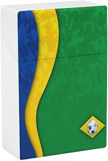 Football in Brazil Flag Plastic Cigarette Cases Portable Cigarette Box Cigar Boxes Pocket Cigarette Storage Containe