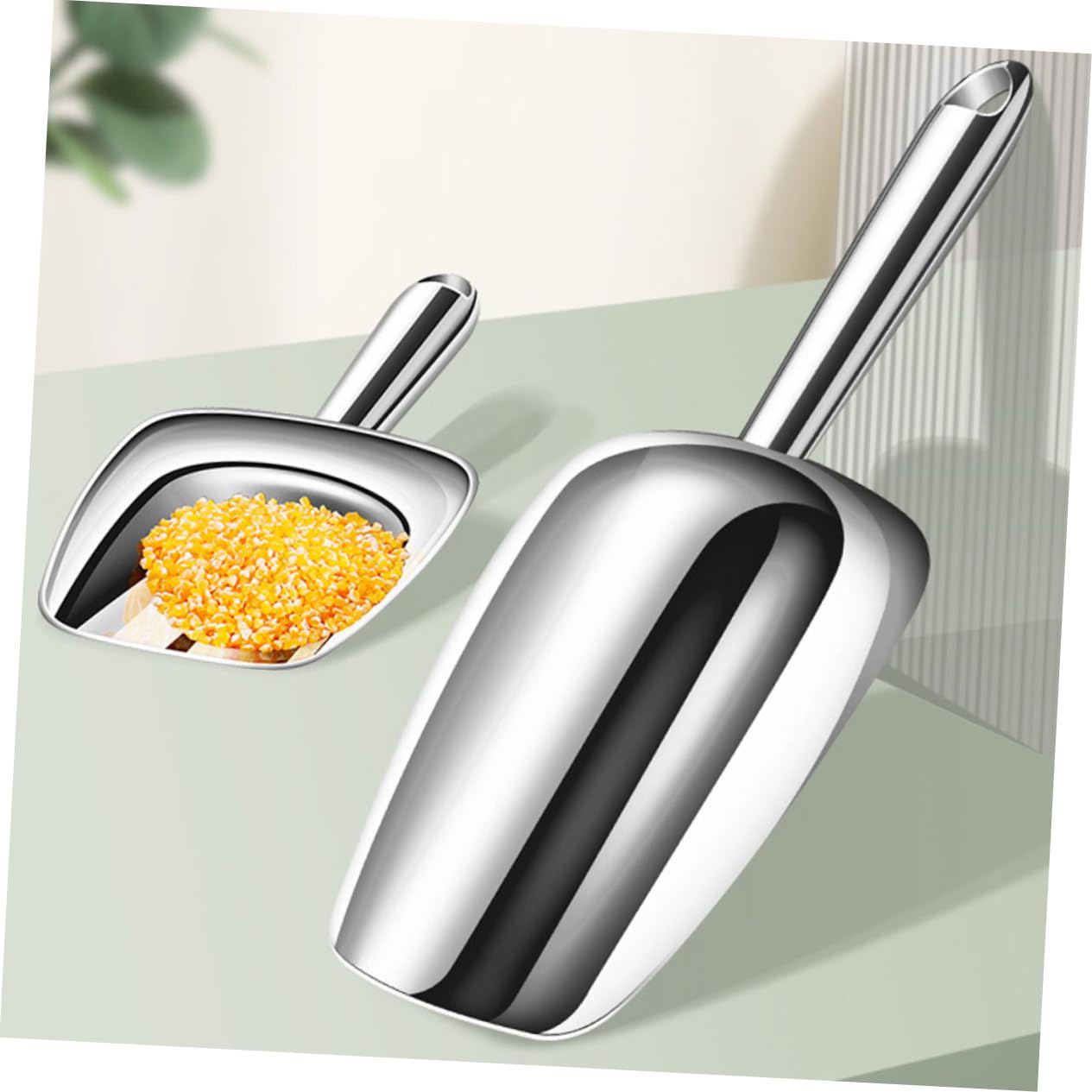 MAGICLULU 4pièces Cuillère à Glace Acier Pour Cuisine Et Bar Pelle Multifonctionnelle Pour Glace Farine Et Céréales Ustensile Ergonomique Avec Poignée Confortable