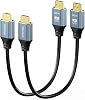 Cable HDMI corto de 1 pie, paquete de 2, cable HDMI 2.0 de 1 pie y 12 pulgadas | Cable HDMI 4K blindado de alta velocidad con HDR, Ethernet/ARC, HDCP 2.2 para PC, monitor, TV Roku/LG, PS4/PS5, Xbox, Switch, cámara 1