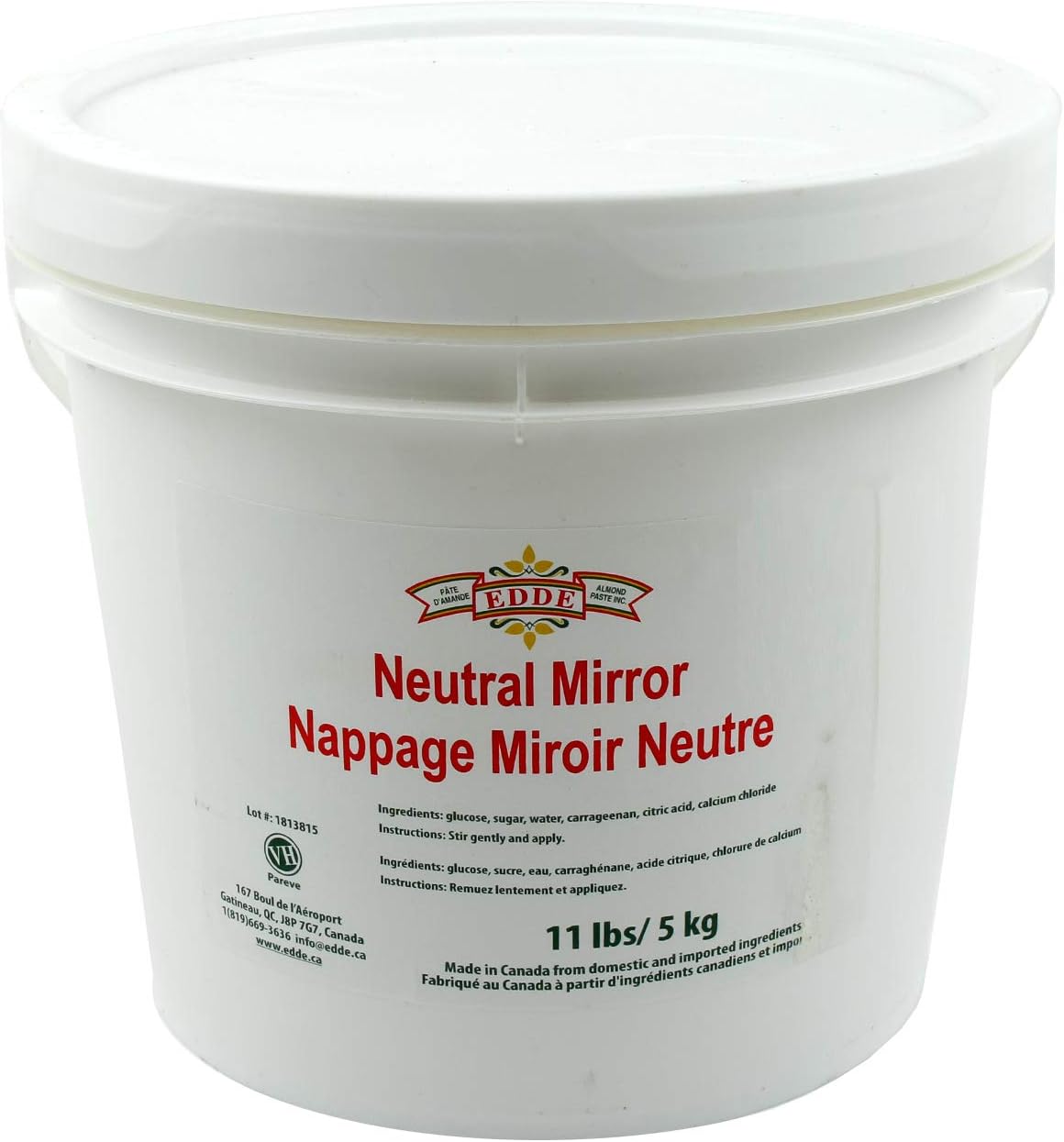 EDDE Neutral Mirror Glaze, One 11-Pound Pail