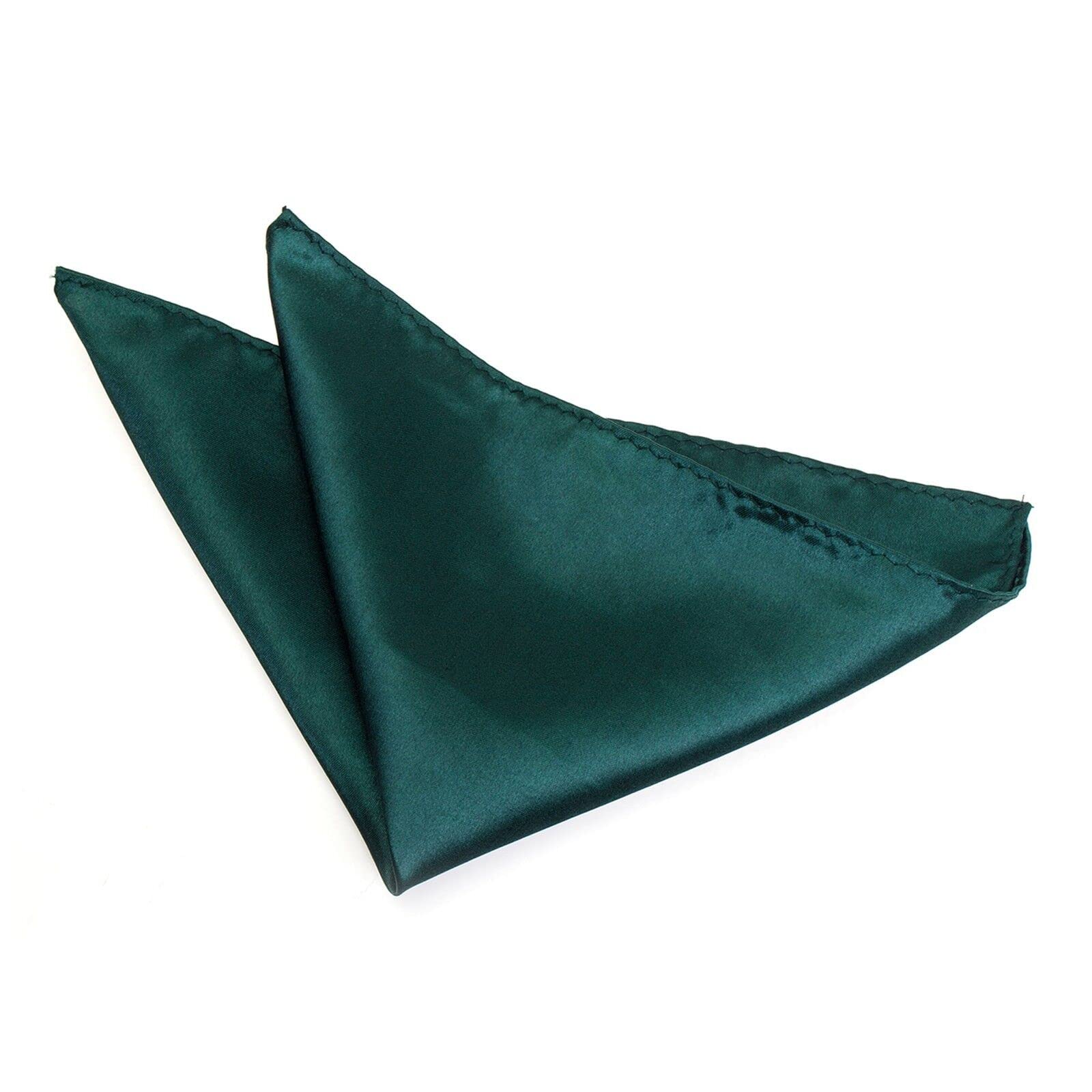 Men's Pocket Square Satin Solid Colour Hanky Handkerchief - Choose Colours (Dark Green)