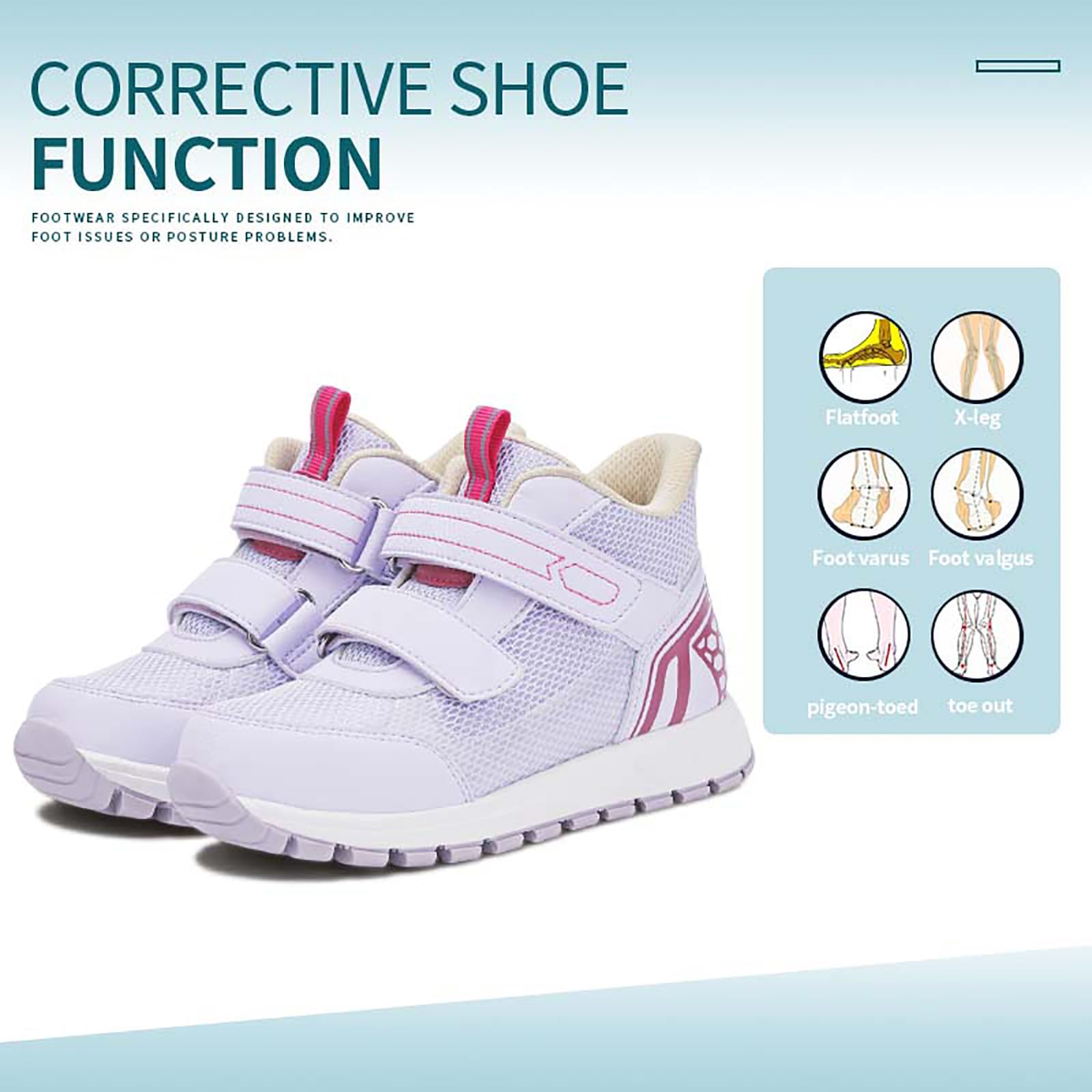 princepard Zapatos ortopédicos para niños pequeños con soporte de arco y tobillo, tenis correctivos de malla transpirable