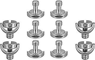 EWINNER Stainless Steel D Shaft D-Ring 1/4"-20 Mounting Screw 10mm Shaft Fixing Screw for DSLR Camera Tripod Monopod or Quick Release (QR) Plate -10 Pack