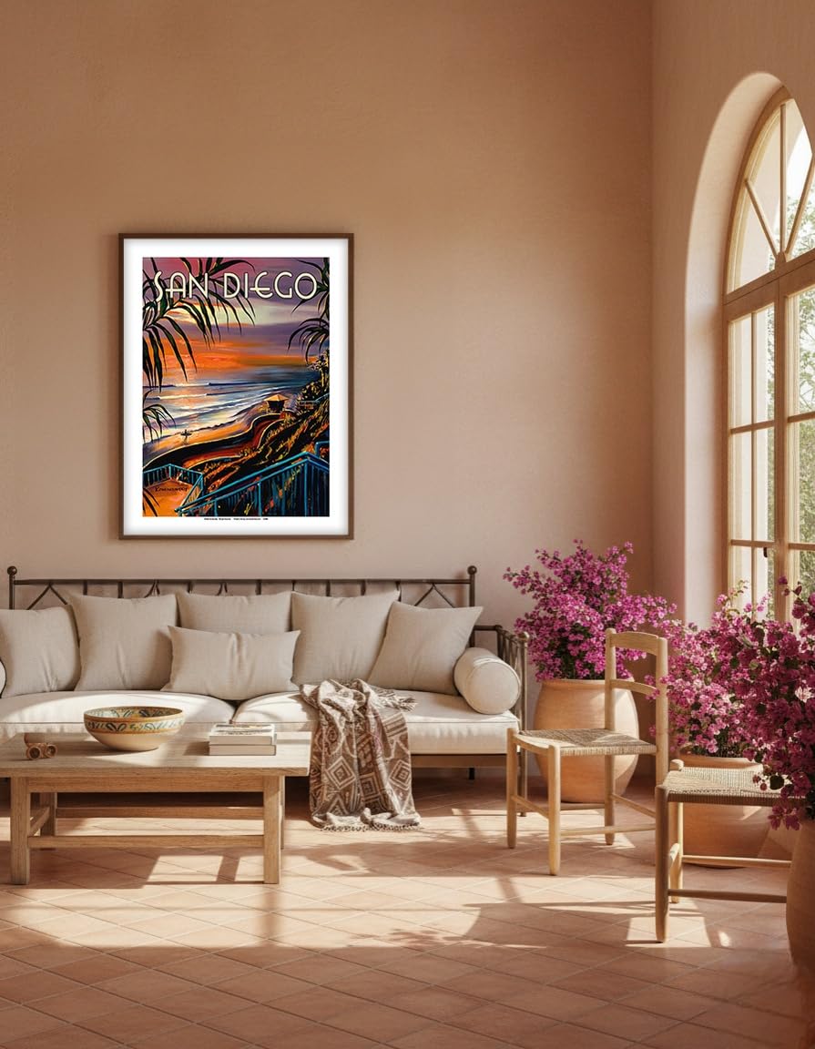 Amazon.com: San Diego - California Sunset - Vintage Travel Poster