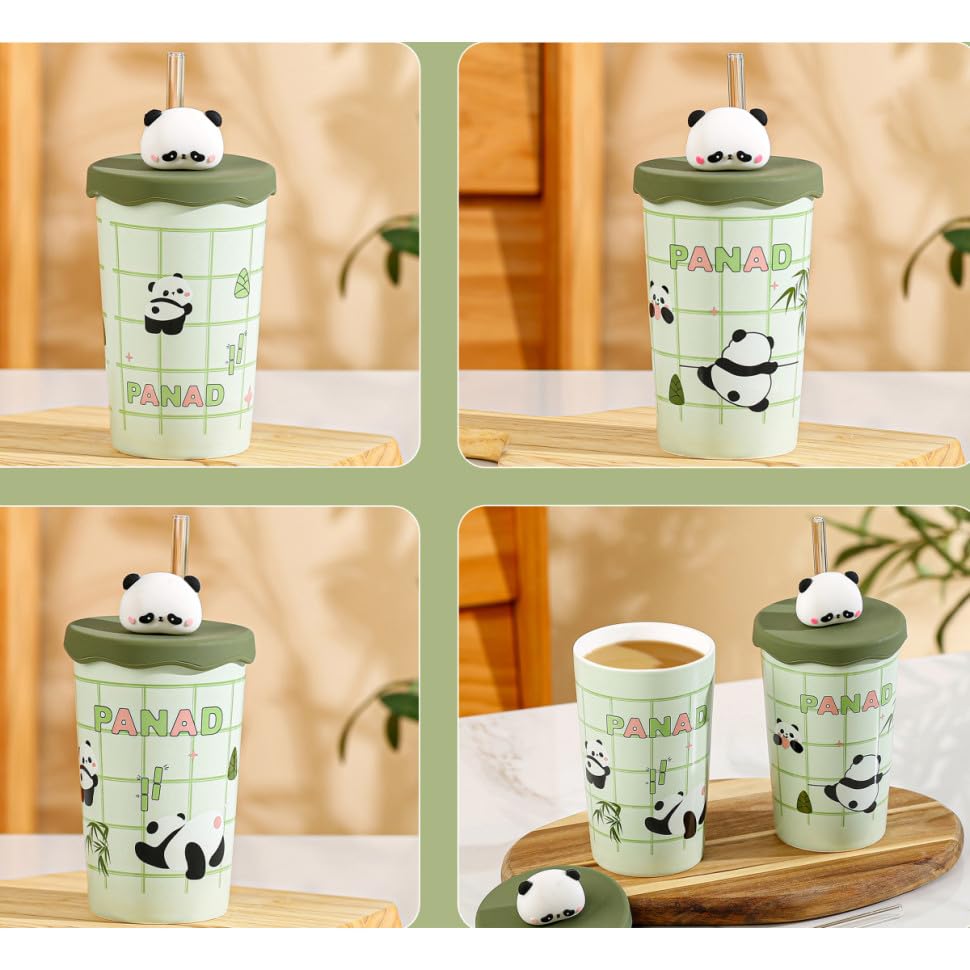 Image of Coffee Mug, Gift for Woman, Birthday Present for Girlfriend, Present for Wife Birthday, Mugs for Present, Holi Gifts, Panda Mug with Lid & Spoon Kids Milk Mug Mug For Kids (mug for kids)