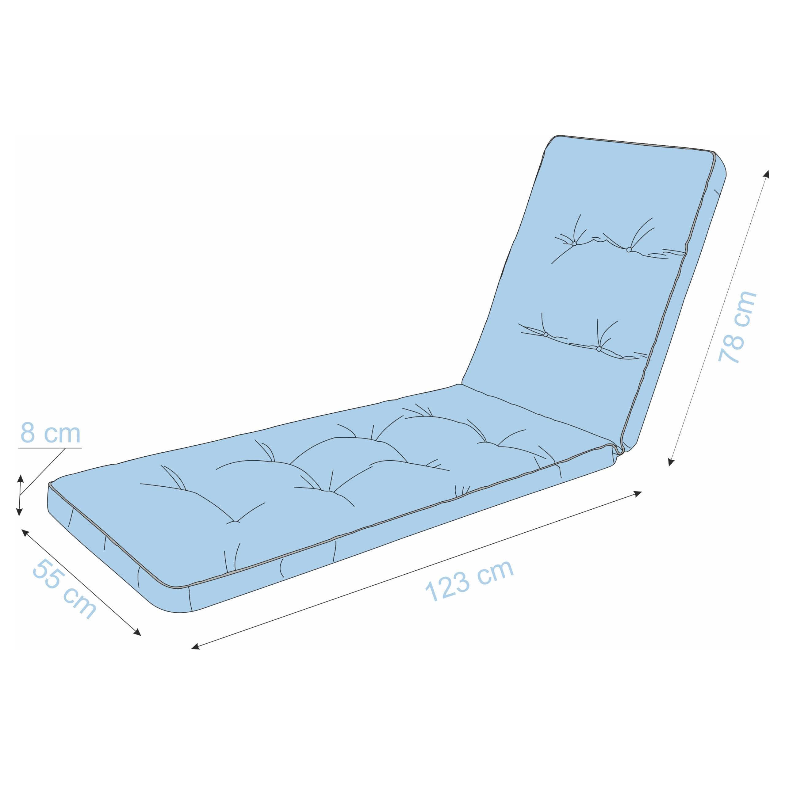 PillowPrim Nakładka na leżak ogrodowy, nakładka na leżak 200 x 55 x 9 cm - Wygodna nakładka na leżak - Poduszka na leżak ogrodowy, poduszka na leżak, haftowana - Zielona łąka