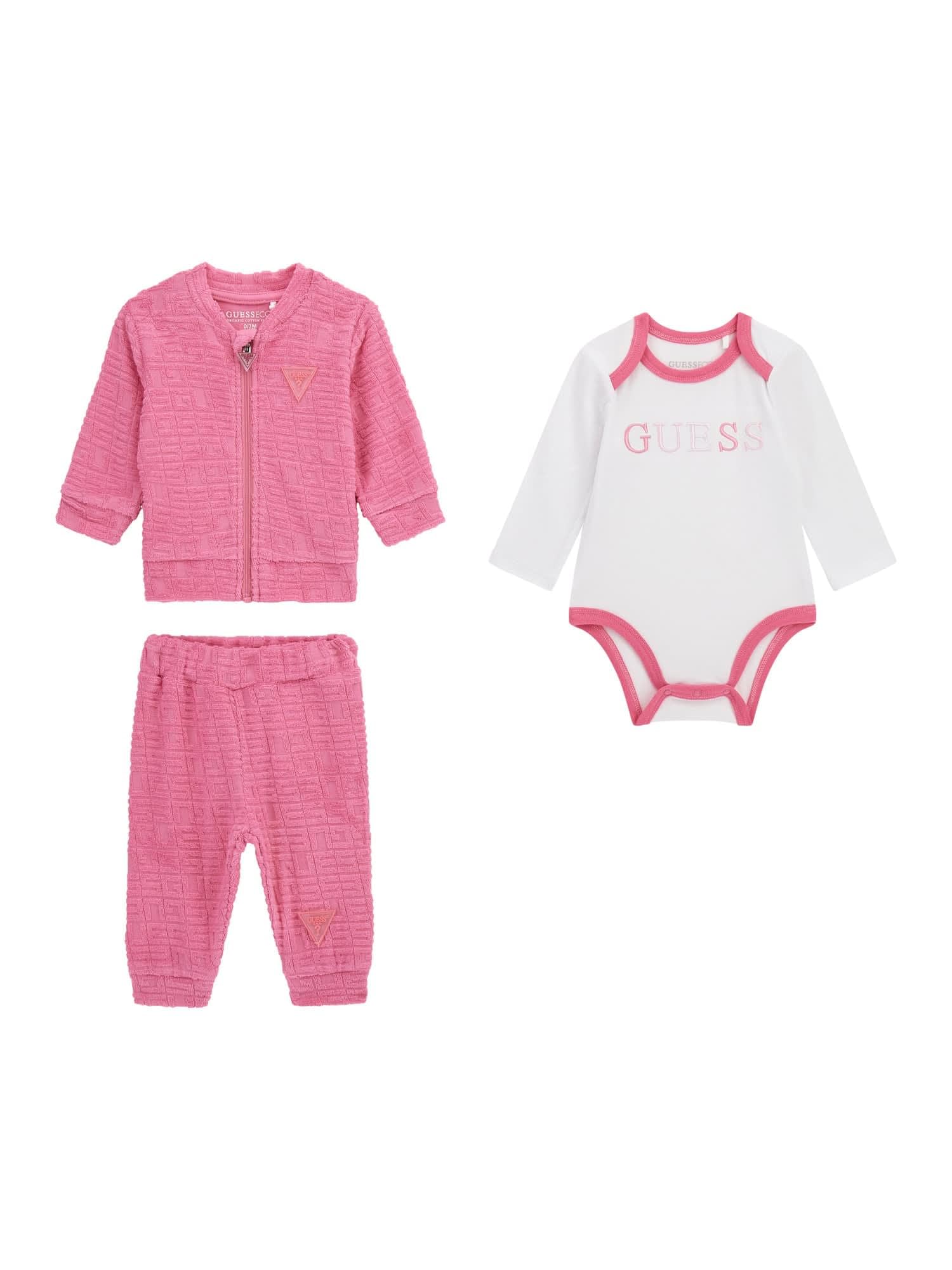 GUESS Bambina Eco Jacquared Felpa, Body a Maniche Lunghe e Pantaloni