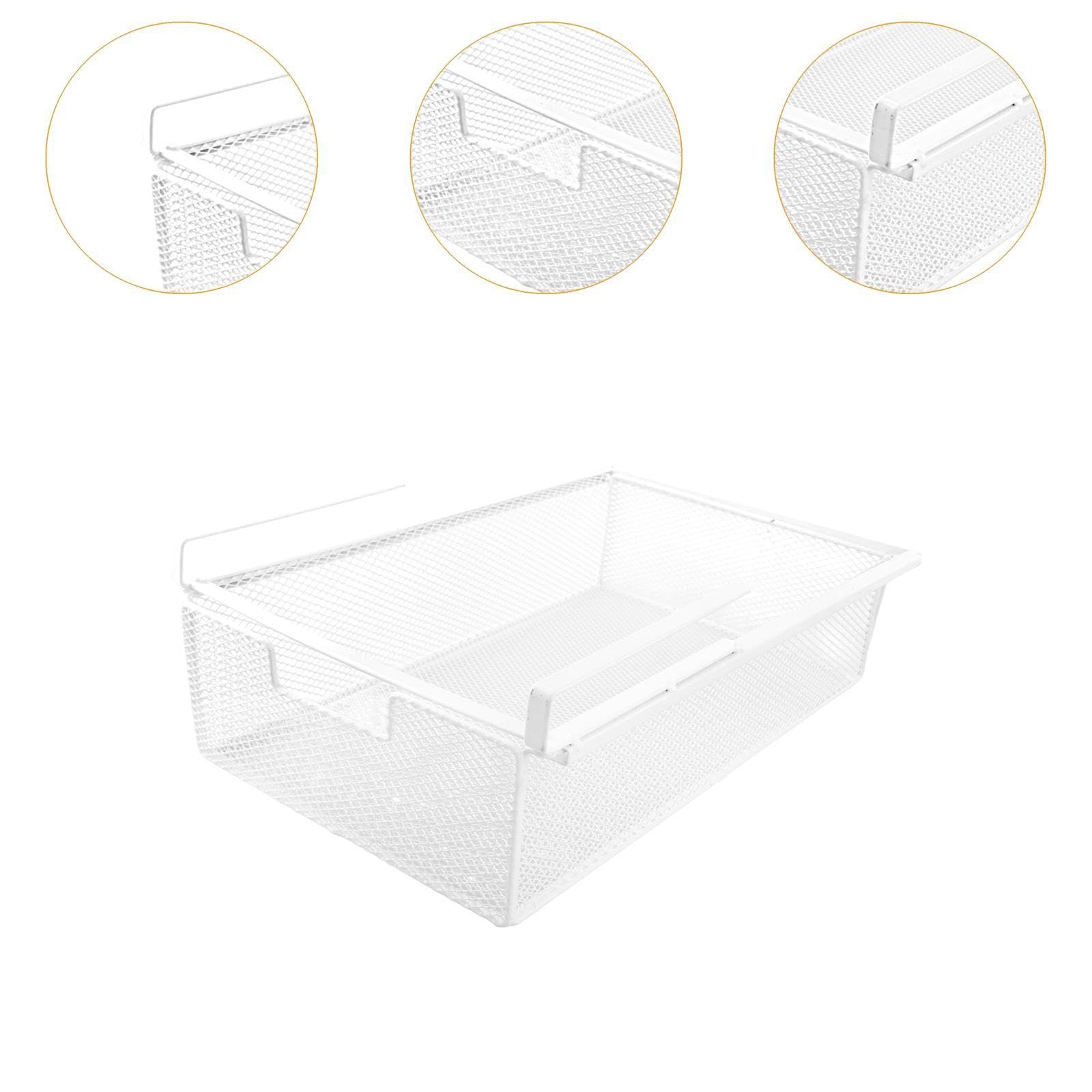 Tiroir Sous Le Bureau, Organiseur de Tiroir Sous Le Bureau, Panier Métallique Coulissant, Boîte à Tiroirs Cachée, Boîte de Rangement pour Sous-Vêtements, Tiroir Suspendu, Organisateur de Bureau, Blanc