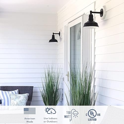 Miniatura 3 de Steel Lighting Co. Hawthorne - Luz de granero  Montada en la pared al aire libre  Domo de 8 pulgadas  Cuello de cisne de 11 pulgadas  Luz de granja