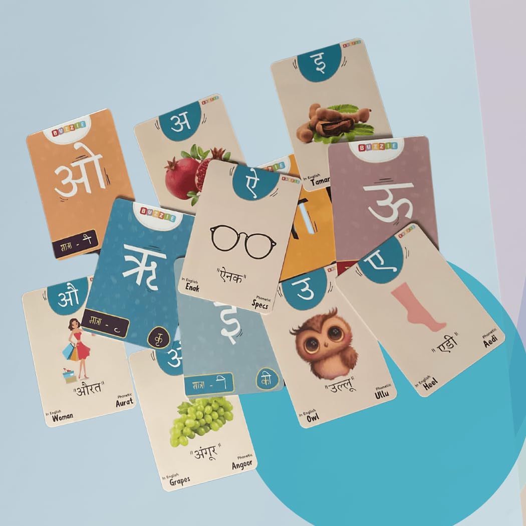 Buzzie Hindi Swar flashcards|Flashcards|Matra|Hindi swar with Pictures for Kids|Flashcards for Age 3-8 yrs Old,Kindergarten,Preschoolers|Hindi Vocabulary |Hindi Sound|Waterproof,Tearproof (B0D9J1NKZY) Amazon Price History, Amazon Price Tracker
