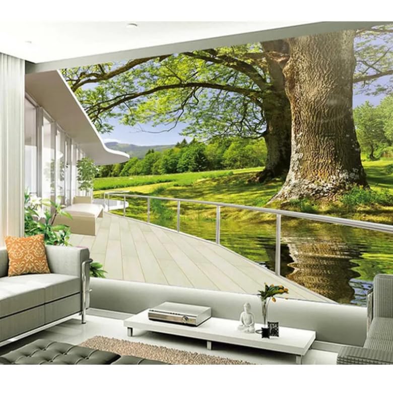 Papier peint salon paysage vert grand format fresque murale - 2