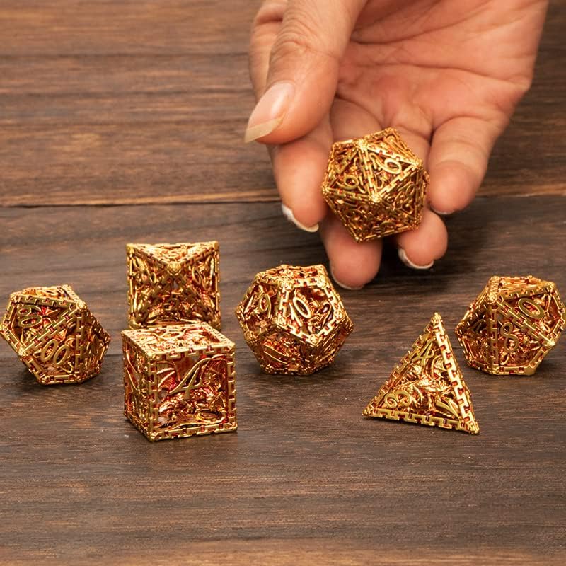 Dd Set Metal D&D Dice Set KERWELLSI 7-Piece Set – Ancient Nickel D&D Dice For ...