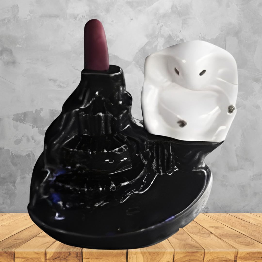 J Jiyansh Creation Ceramic Ganpati Backflow Incense Holder with 30 Units of Fragrance Backflow Incense Cones | Dhoop Batti Stand | Backflow Incense Burner | Backflow Somke Fountain (White, 15 CM)