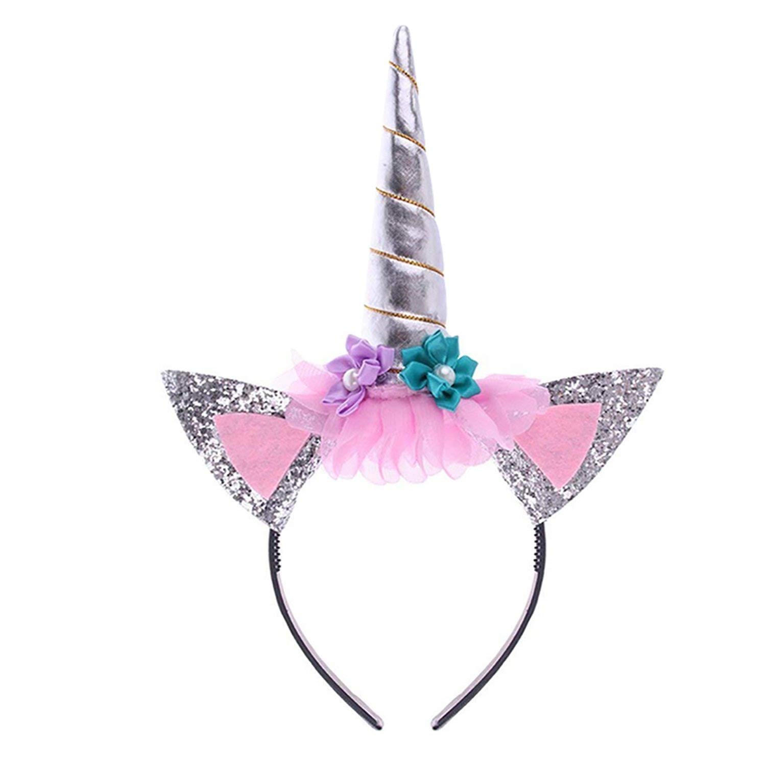 Balloonistics Unicorn Headband, Party Hat Horn Glitter Hard Headband Spiral Unicorn Horn Photo Props Cosplay - Pack of 1 (Silver) (B07XBV79YL) Amazon Price History, Amazon Price Tracker
