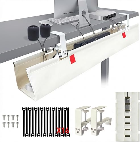 [Actualizado] Organizador de cables para debajo del escritorio, organizador de cables de 36 pulgadas, con almohadillas de silicona (sin rayones), 16