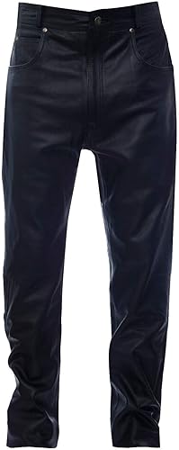 Infinity - Pantalones de motociclista clásicos de cuero para hombre, 30