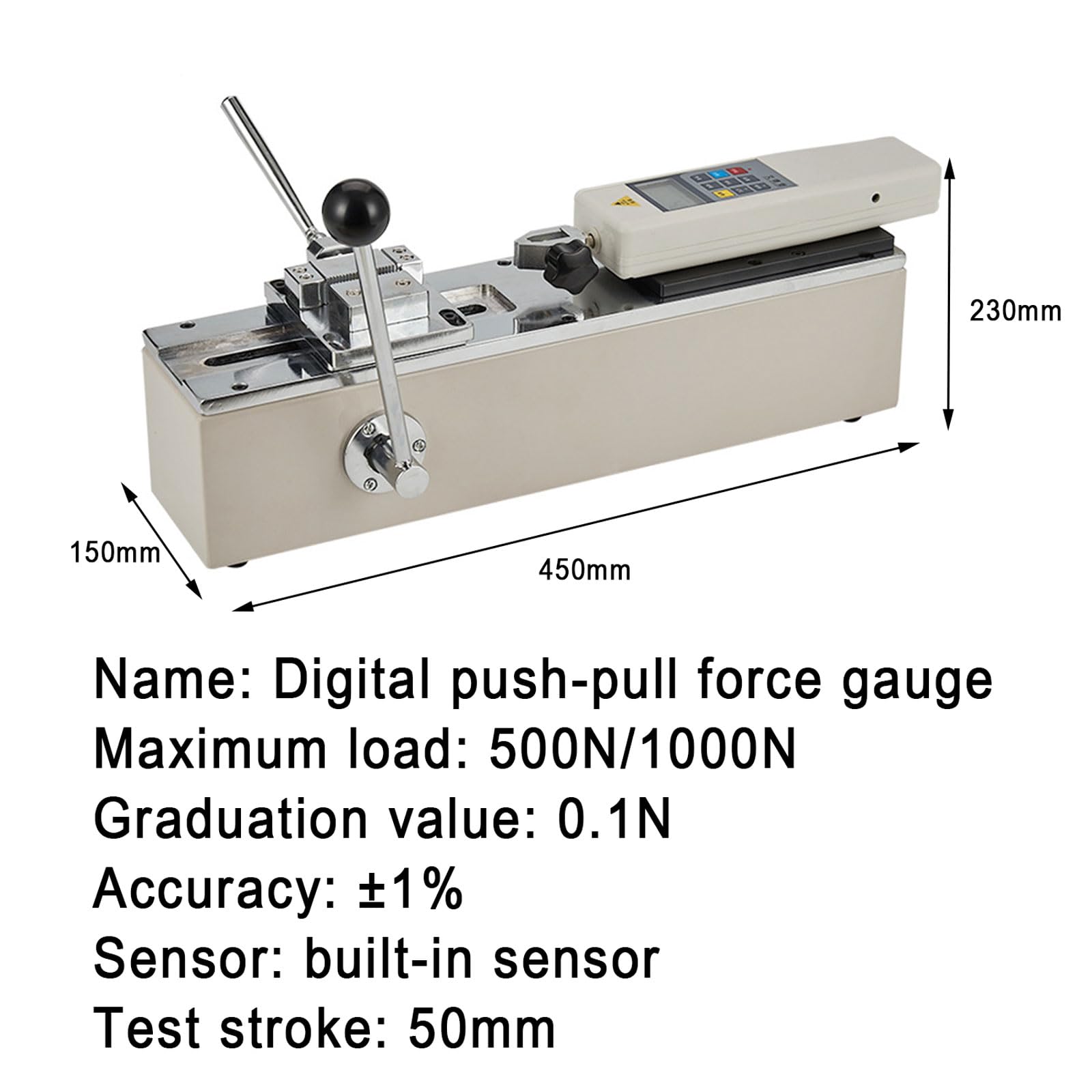 Machine d'essai de Traction numérique, dynamomètre Manuel pour Une Mesure précise de la Force, idéale pour Les Tests de Textiles et d'équipements Sportifs, 500 N,500n