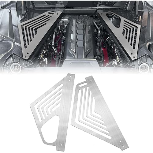 BILLFARO Silver Engine Bay Panel Cover,Oxidation Aluminium Rear Engine Covers Left Right Engine Case Guards Protector Splash Shield Interior Body Part for Corvette C8 C8.R 2020-2023