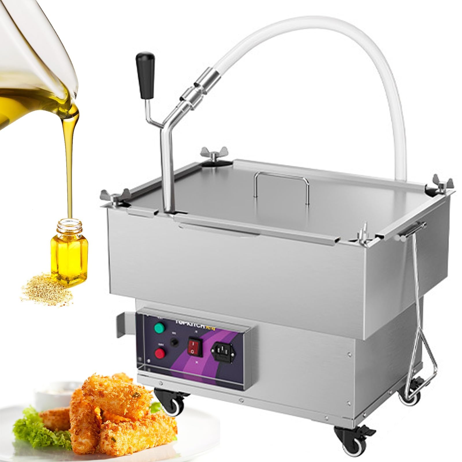 Eiwitany Mobile Deep Fryer Oil Filter Cart,Commercial Cooking Oil Filtration Machine for Restaurants, Food Stalls and Concession Stands (18L)